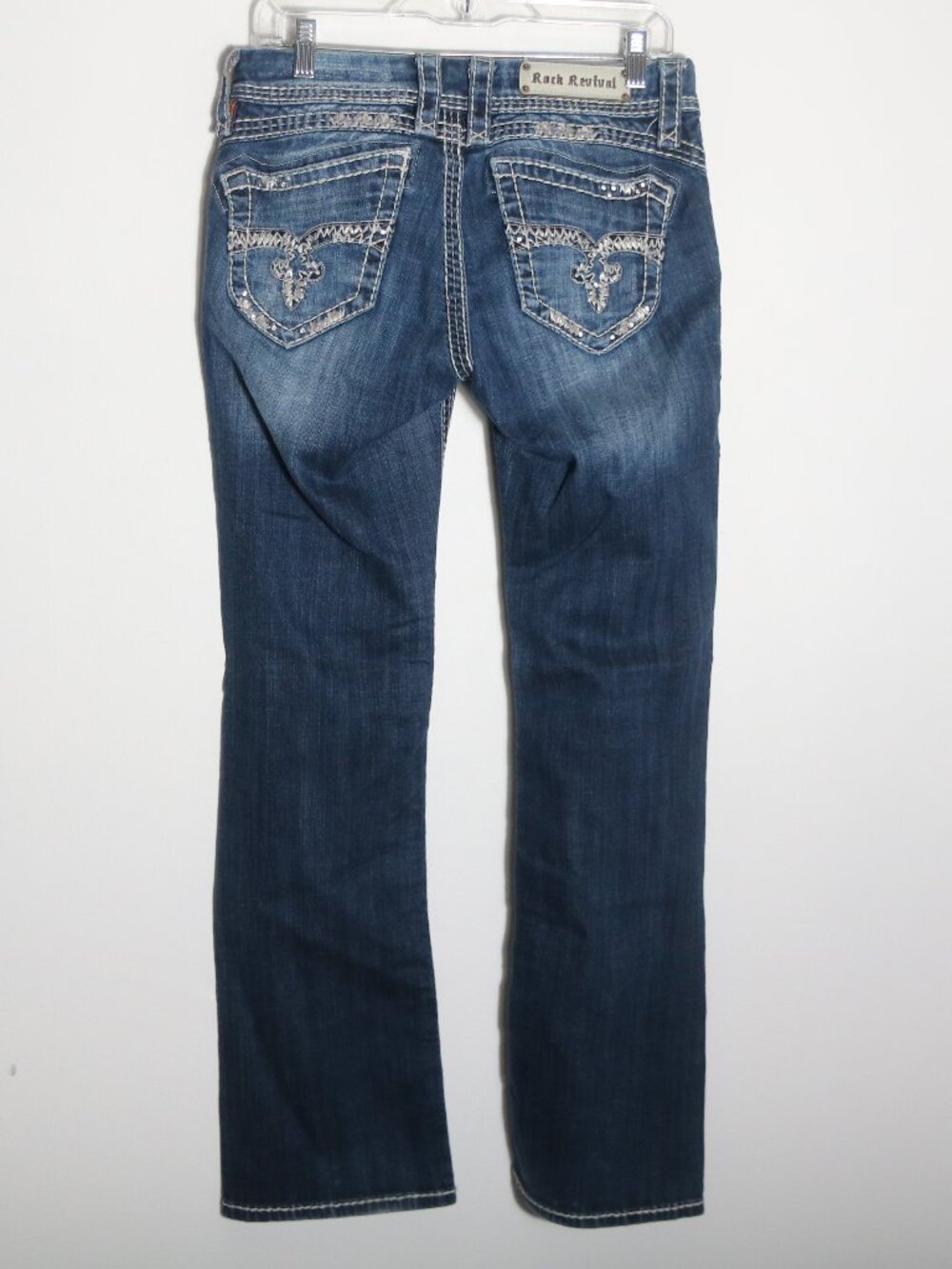 Rock Revival Amy Easy Bootcut‎ Jeans Womens 29 Embellished Distressed Low Rise